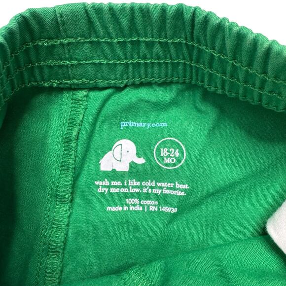 PRIMARY Bright Green Chino Pocket Short Size 18-24 Months Elastic Waist Cotton - Picture 3 of 3